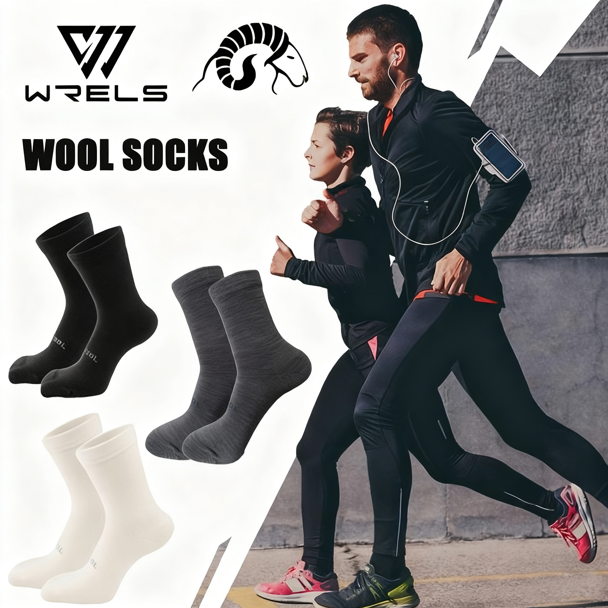 Wool Hiking Sock - 1/3pairs Winter Wool Socks Breathable Warm