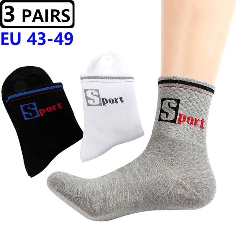 3 Pairs/Pack Big Large Socks E - Cotton Crew Sock Pack reseña y precio