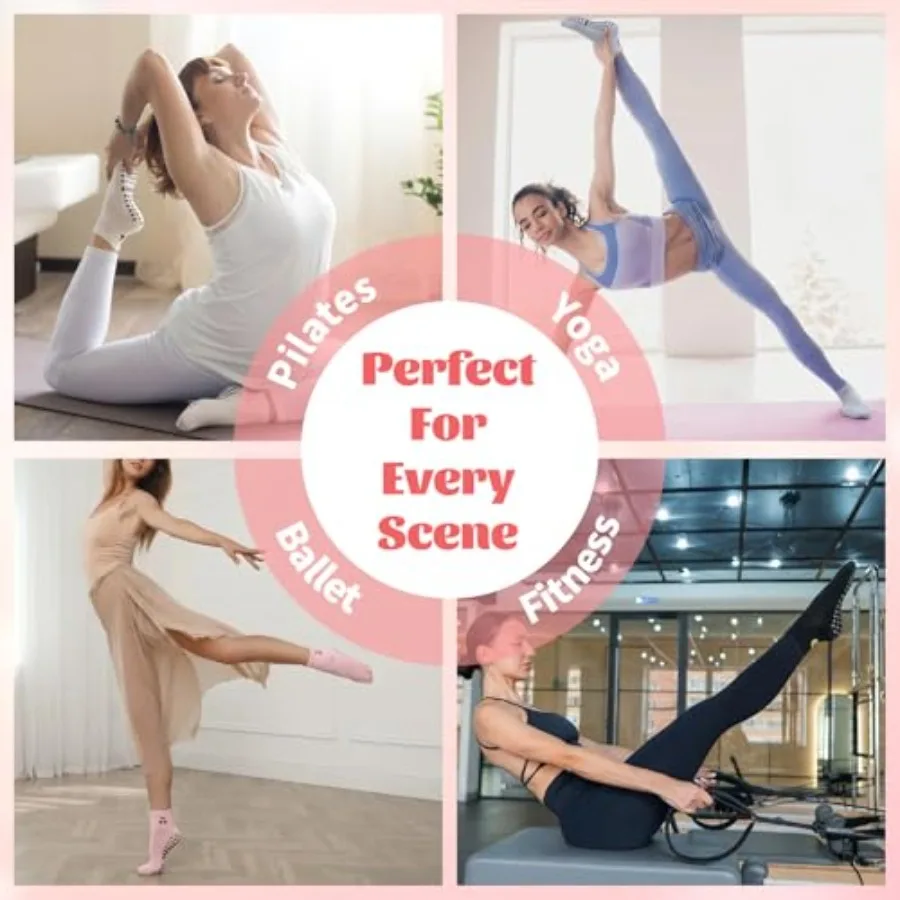 6 Pairs Pilates Socks with Gri - Grip Sock Yoga reseña y precio
