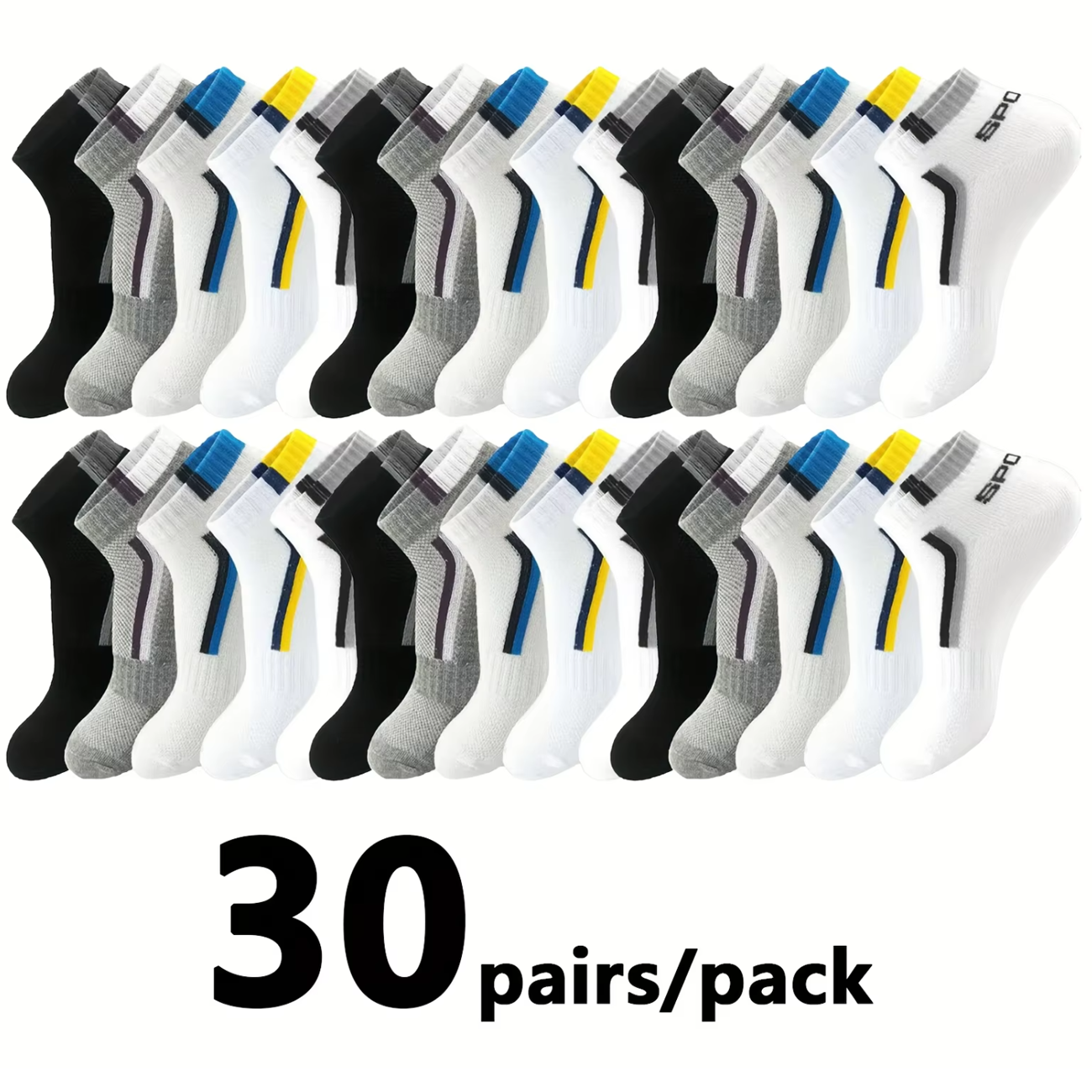 30Pairs Men's Color-block Mesh - Ankle Sock Low Cut reseña y precio