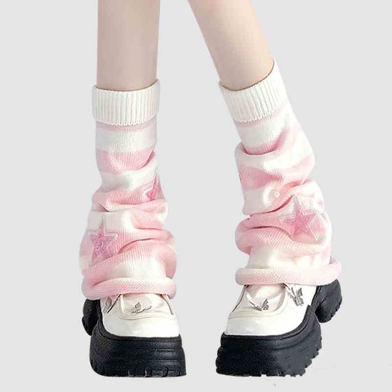 Y2K Striped Leg Warmers Star R - Boot Sock Slouchy reseña y precio