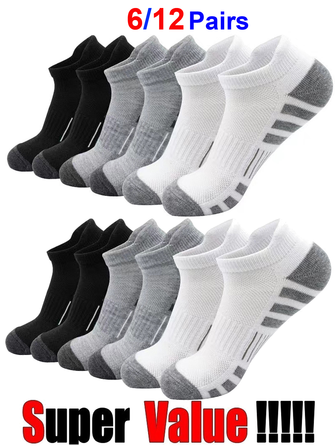6/24 Pairs Cushioned Breathabl - Athletic Sock Cushion reseña y precio