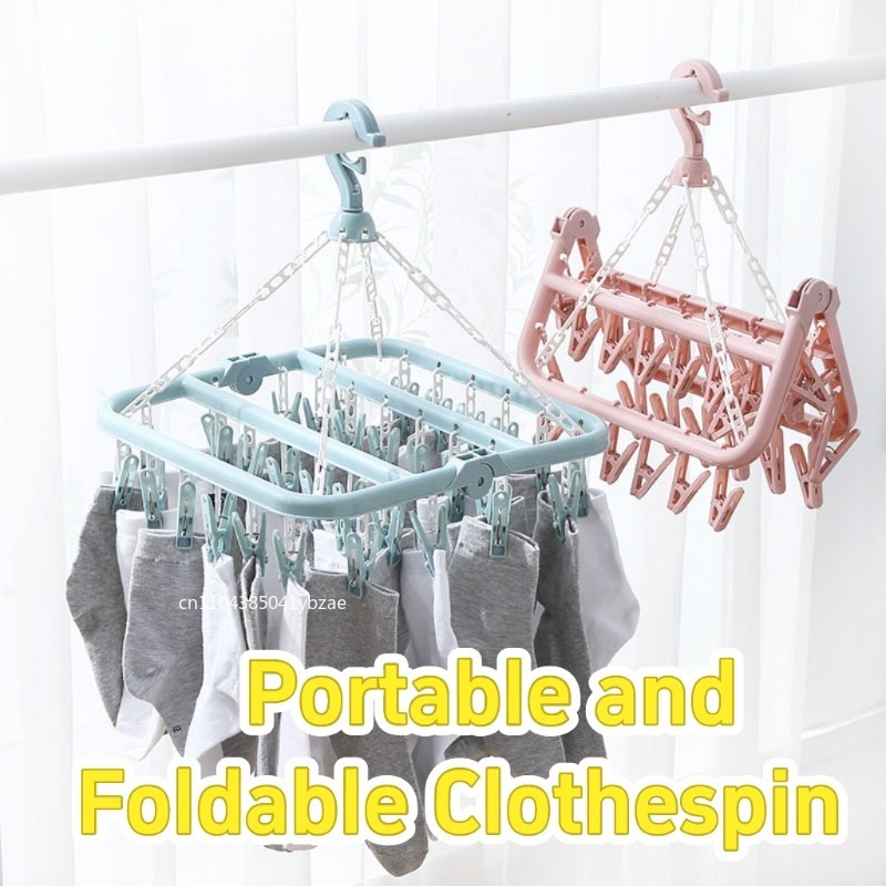 32 Clips Folding Clothes Dryer - Sock Organizer Tray reseña y precio