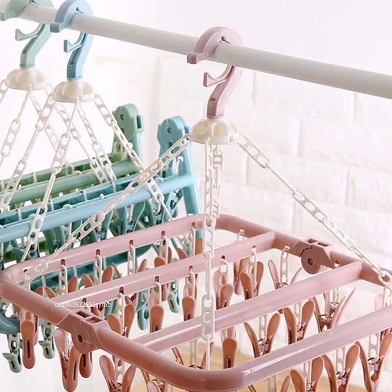32 Clips Folding Clothes Dryer - Sock Organizer Tray reseña y precio
