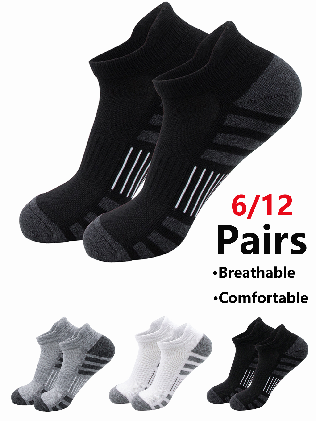 6/24 Pairs Cushioned Breathabl - Athletic Sock Cushion reseña y precio