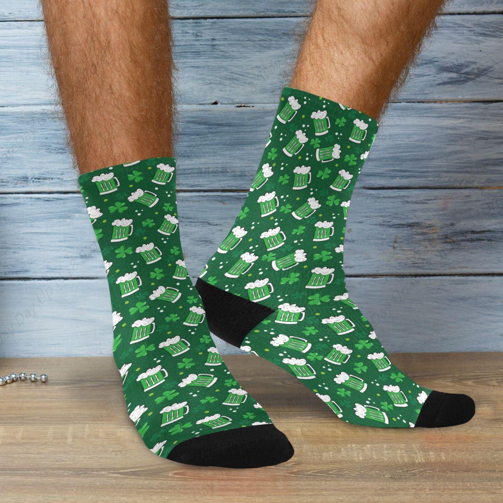 Green Clover Leaf Beer St. Pat - Cotton Crew Sock Pack reseña y precio