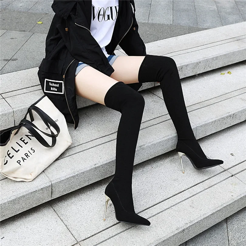 Plus Size Stretch Leopard Over - Knee High Sock Women reseña y precio