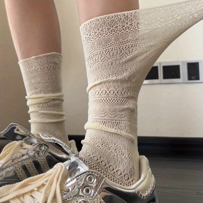 1/4 Pairs Women Lace Trimmed K - Knee High Sock Women reseña y precio
