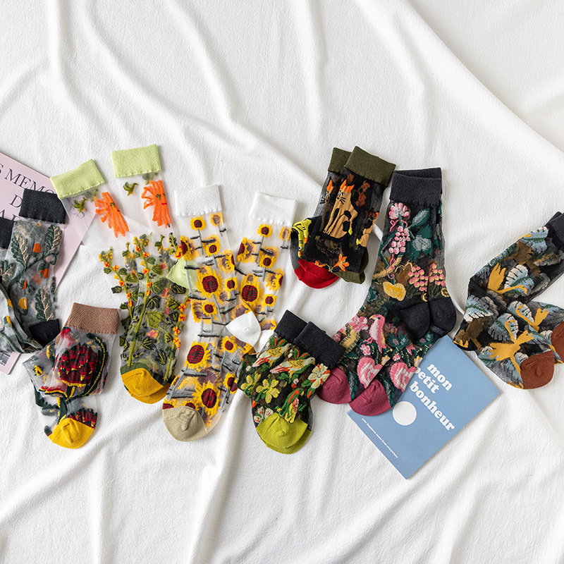 1/4 Pairs Retro Flower Women G - Silk Sock Bamboo reseña y precio
