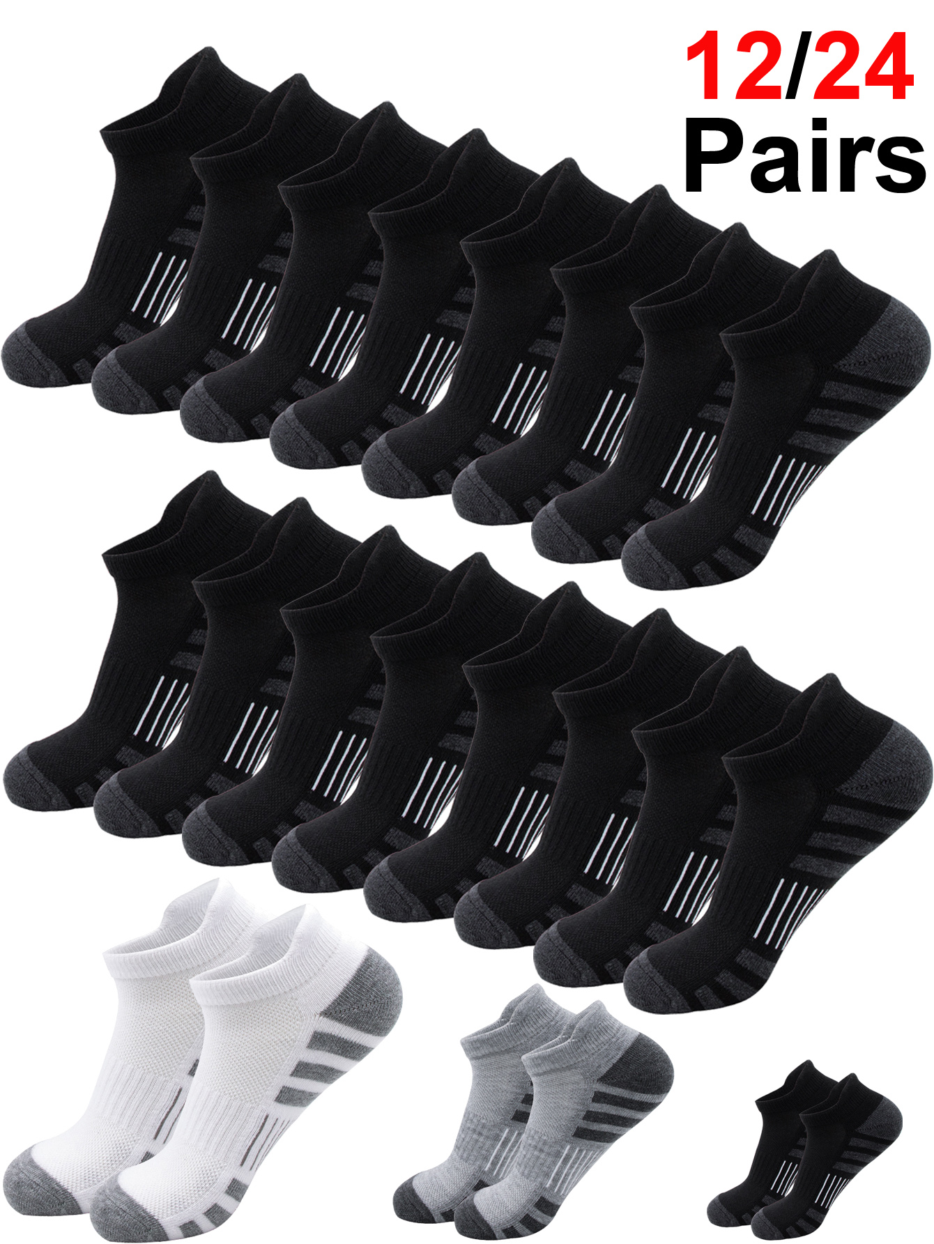 12/24 Pairs Cushioned Breathab - Athletic Sock Cushion reseña y precio