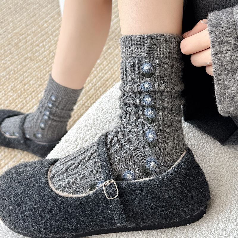 Korean Sweet Floral Wool Mid-C - Boot Sock Slouchy reseña y precio