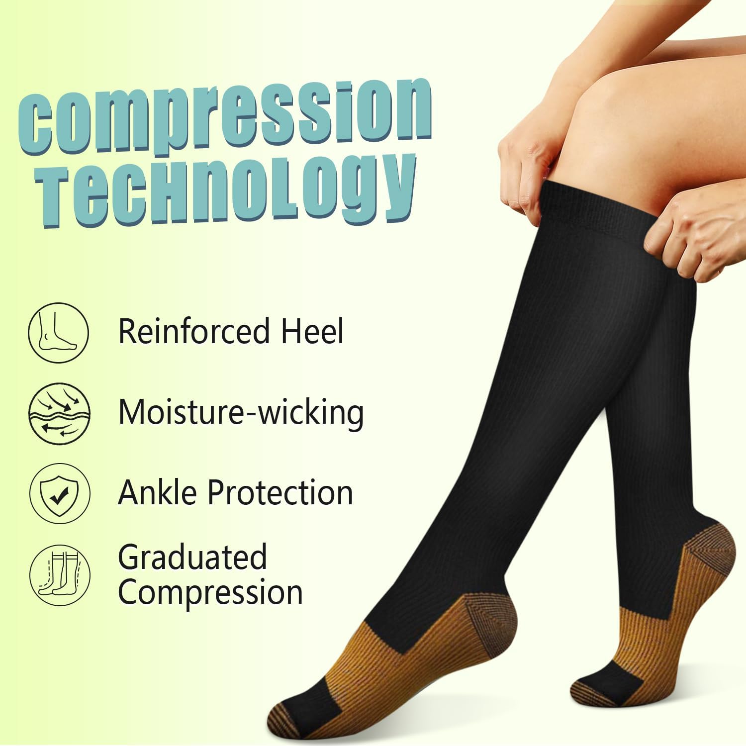 6 Pairs Solid Color Copper Com - Compression Sock Medical reseña y precio