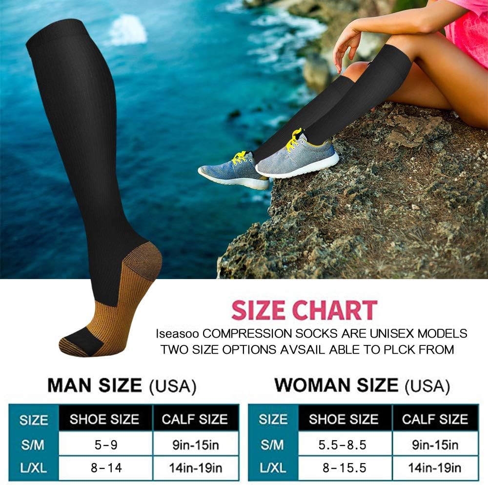 6 Pairs Solid Color Copper Com - Compression Sock Medical reseña y precio