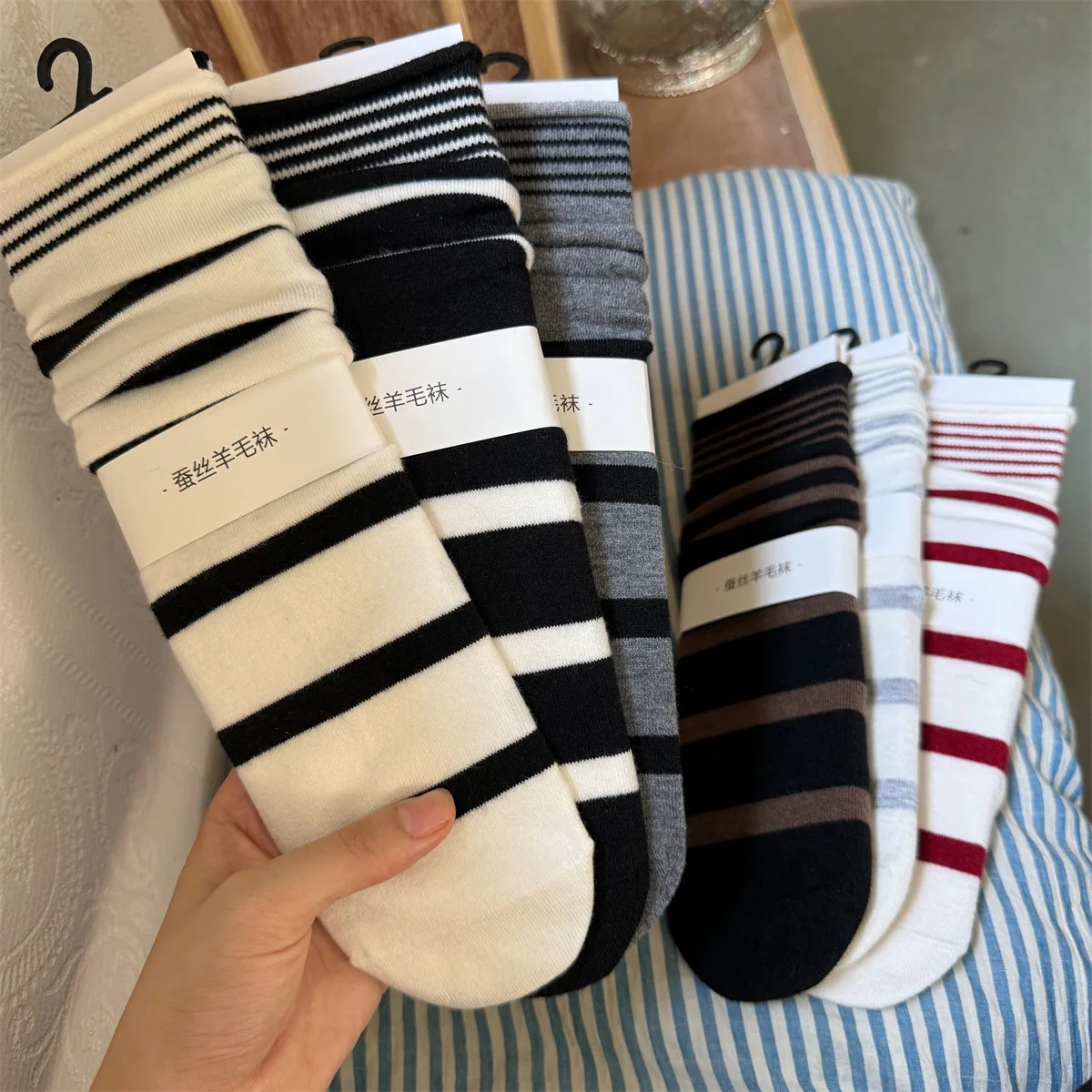 Korean Winter Striped Wool Sil - Silk Sock Bamboo reseña y precio