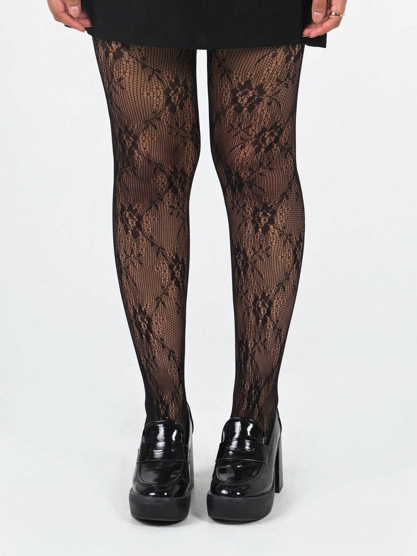 Women's Black Floral Lace Fish - Tights Pantyhose Sheer reseña y precio