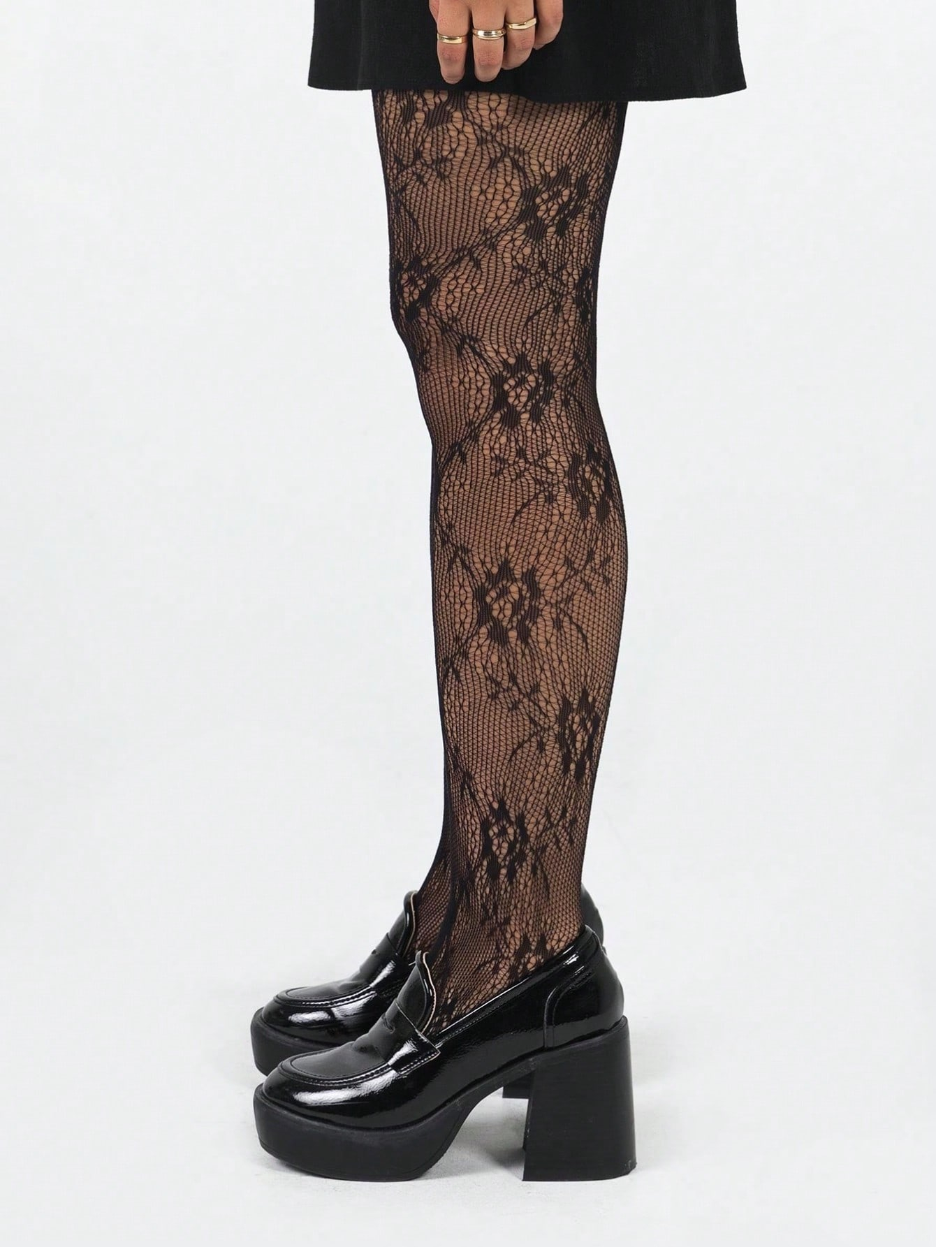 Women's Black Floral Lace Fish - Tights Pantyhose Sheer reseña y precio
