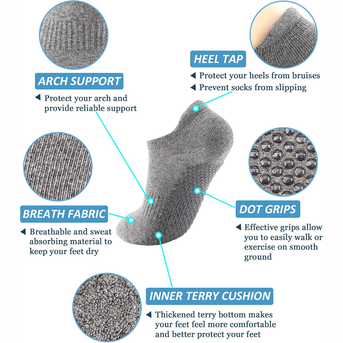 6 Pairs Yoga Socks for Women P - Grip Sock Yoga reseña y precio