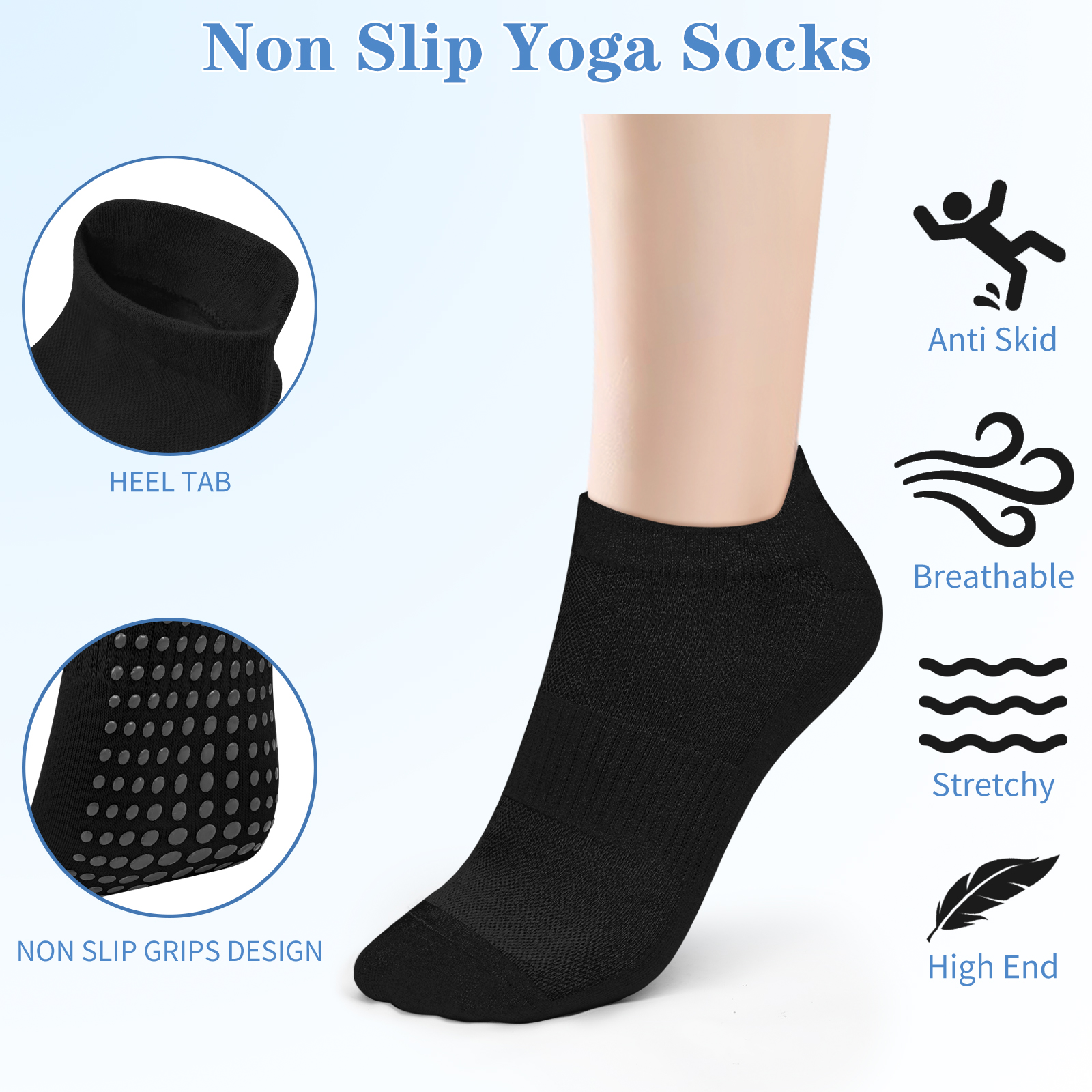 3 Pairs Yoga Socks Women Cotto - No Show Sock Women reseña y precio